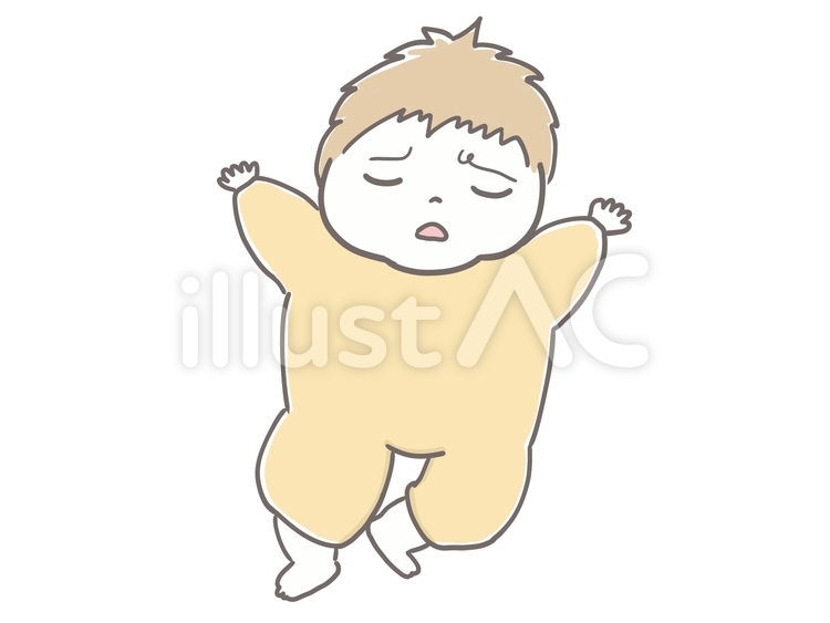 不快そうに寝転ぶ赤ちゃん 赤ちゃん,不機嫌,ねんねのイラスト素材