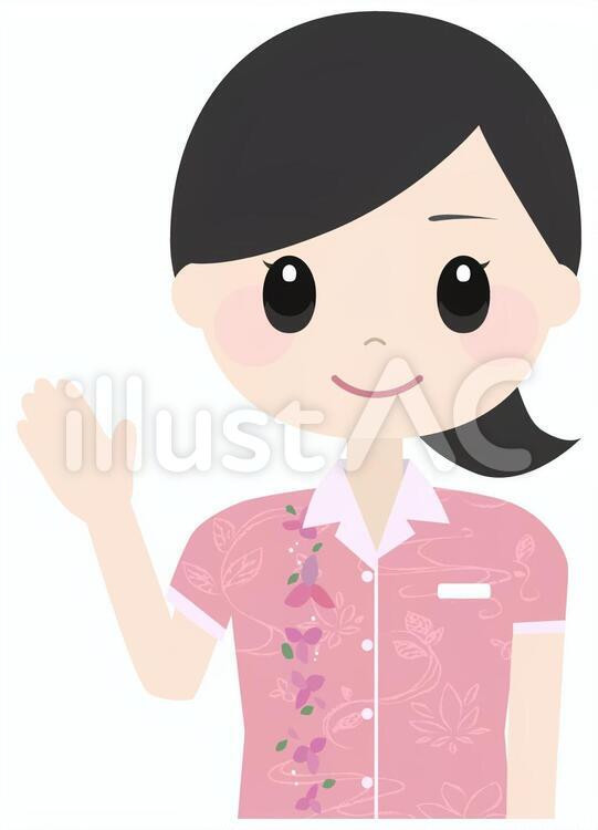 かりゆしウェアを着た女性（ピンク） 人,人物,女性のイラスト素材