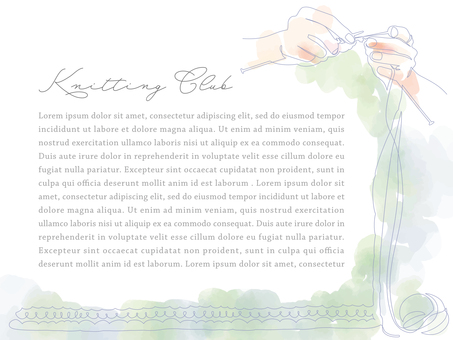 編み物をする手 ニット 一筆書きと水彩 手,両手,編み物,棒編み,棒針編み,ニット,マフラー,セーター,毛,羊毛のイラスト素材