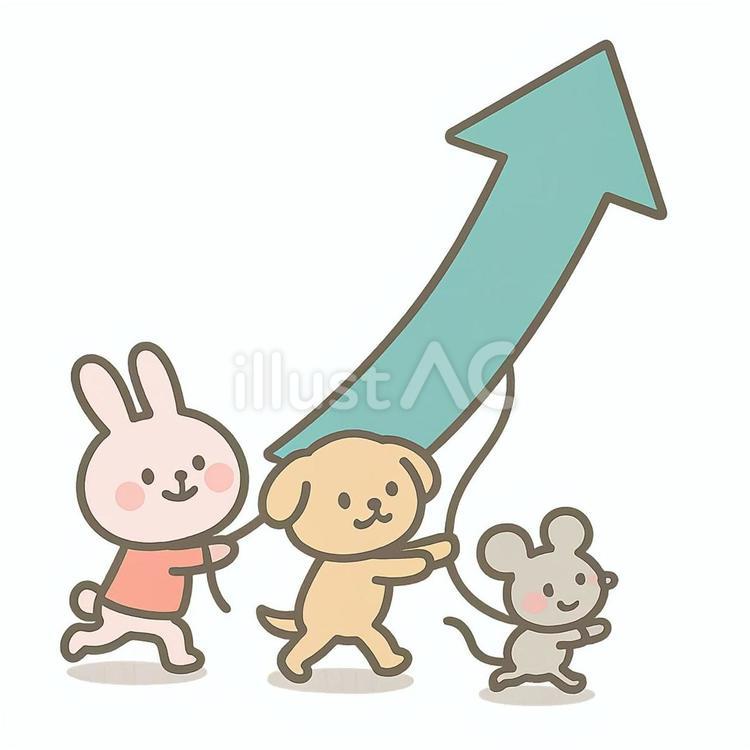 矢印を支える動物 矢印,上,ポジティブのイラスト素材
