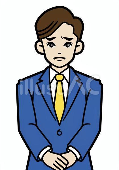 謝罪する若いスーツの男性