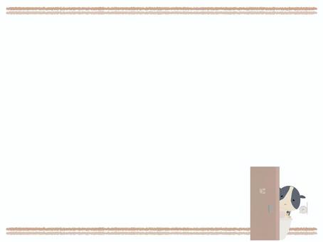 トイレ_牛 トイレ,牛,動物,かわいい,使用中,フレームのイラスト素材