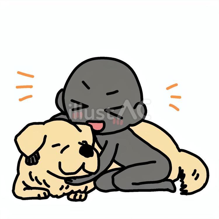 笑顔で大型犬を抱きしめるシルエット人物 シルエット,大型犬,笑顔のイラスト素材