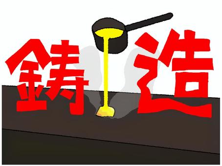 鋳造 鋳造,文字絵,熱,機械,技術,pop調,手描き,挿絵,ワンポイント,素材のイラスト素材