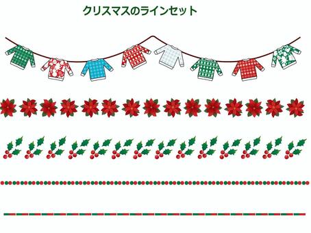 クリスマスのラインセット クリスマス,モチーフ,雪だるまのイラスト素材