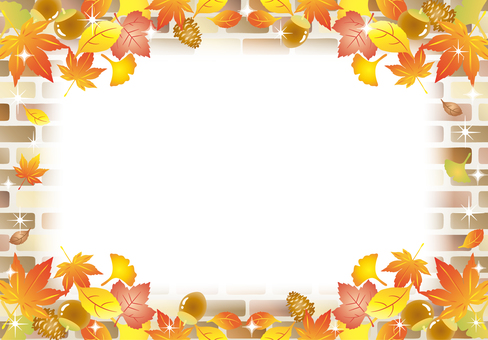 秋の紅葉レンガフレーム 秋の紅葉レンガフレーム 紅葉,秋,キラキラ,かわいい,レンガ,フレーム,カード,背景,壁紙,森のイラスト素材