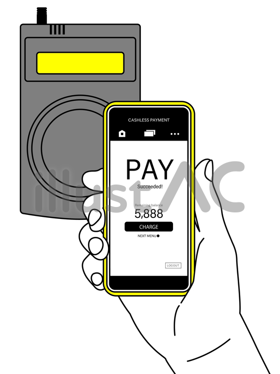 NFC 非接触型決済ペイのイメージ キャッシュレス,ペイ,電子決済のイラスト素材