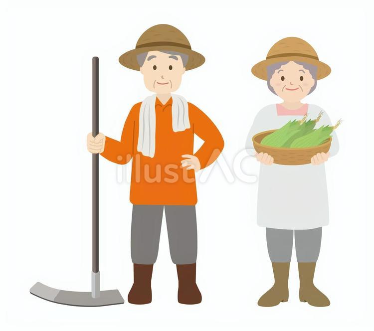 農家の人6 おじいさん,おばあさん,男性のイラスト素材