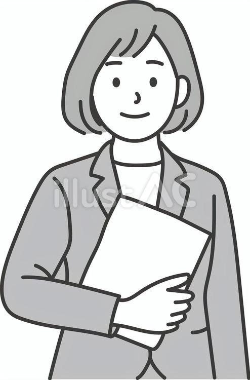 書類を手に持っているビジネスウーマン 人物,女性,会社員のイラスト素材