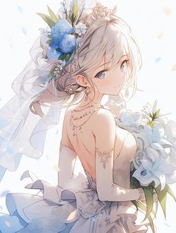 cute bride and bouquet, , JPG