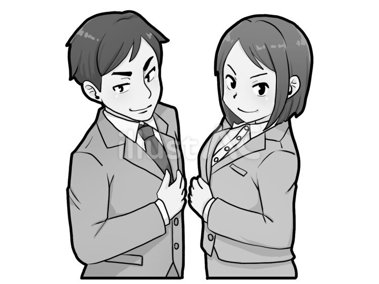頼りになる同僚【グレースケール】イラスト - No: 27205972｜無料イラスト・フリー素材なら「イラストAC」