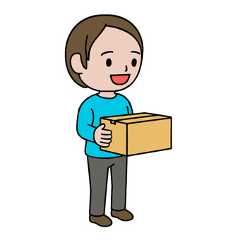 運ぶ人 段ボール,手渡し,運搬,荷物,おじさん,男,普段着,日常のイラスト素材