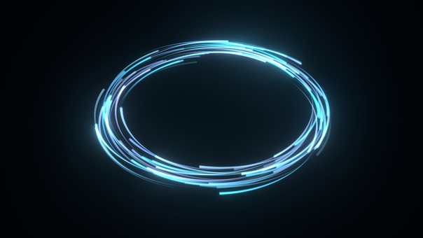 水色の奥行感のある楕円のネオンフレーム 背景,フレーム,ネオン,エフェクト,光,壁紙,スタイリッシュ,幻想的,神秘的,デジタルのイラスト素材