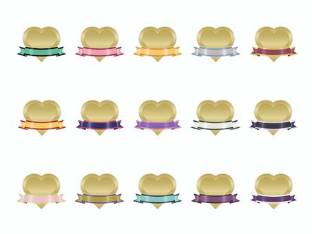 いろいろメダルリボンセット33 いろいろメダルリボンセット33 あしらい,フレーム,メダル,リボン,ハート,レトロ,シルエット,かわいい,見出し,飾りのイラスト素材