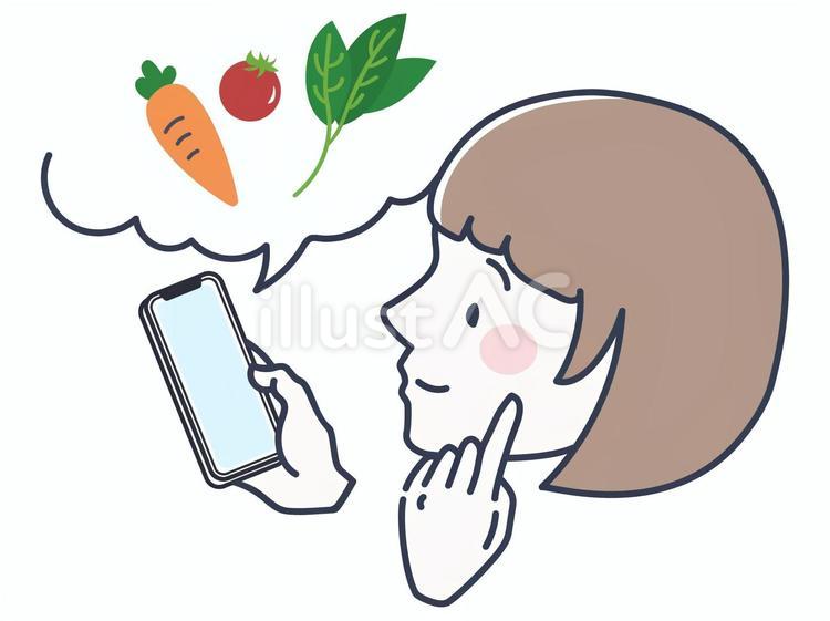 献立を考える女性 女性,献立,レシピのイラスト素材