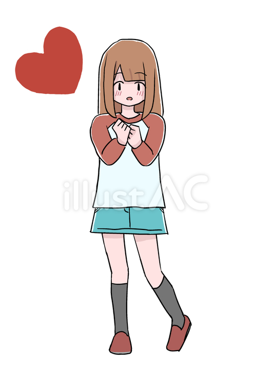 キュンとときめく女の子 人間,全身,女の子のイラスト素材