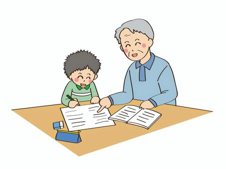 勉強を教える2 勉強を教える,子供,大人,ファミリーサポート,シンプル,先生,学童,男性,男の子,家庭のイラスト素材