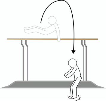 平行棒着地　 平行棒,スイング,着地,体操,選手,競技,デフォルメ,人物のイラスト素材