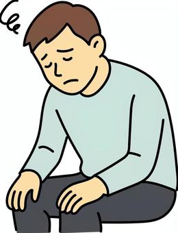 落ち込んでいる男性 落胆,悩み,考え事,男性,メンタルヘルスのイラスト素材
