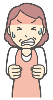  エプロンおばちゃん-212-バスト 悔しい,おばちゃん,エプロン,お母さん,ママ,中年,おばさん,主婦,人物,かわいいのイラスト素材