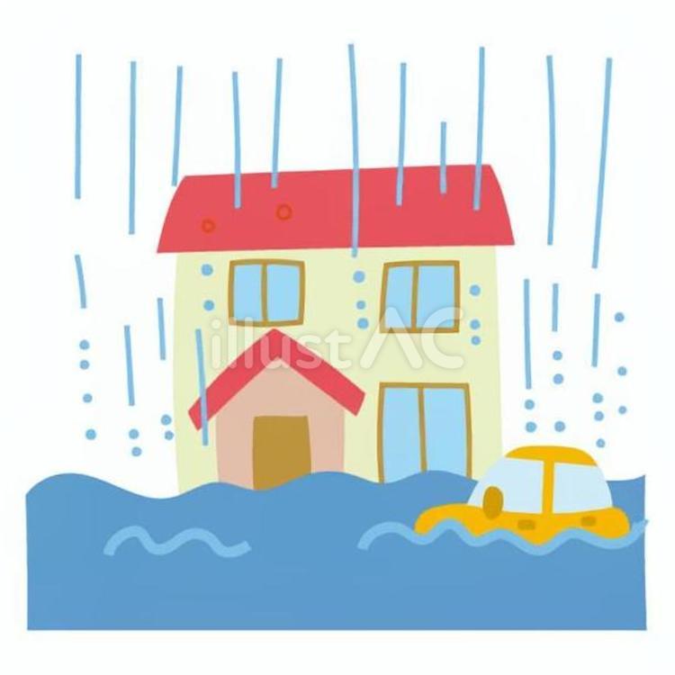 浸水した家 住宅,トラブル,一軒家のイラスト素材