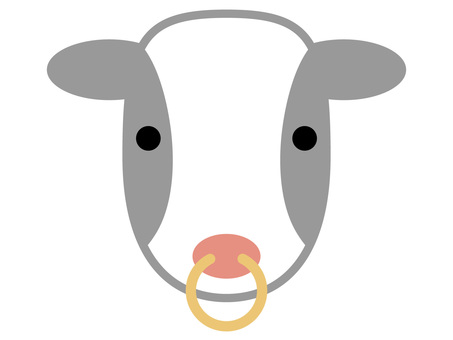 家畜・酪農・鼻輪をつけた牛の顔アイコン 牛,鼻輪,家畜,酪農,動物,顔,アイコン,ピクトグラム,キャラクター,可愛いのイラスト素材