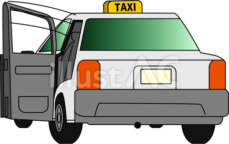 タクシー　車　後ろ　後部座席　ドア タクシー,車,後ろのイラスト素材