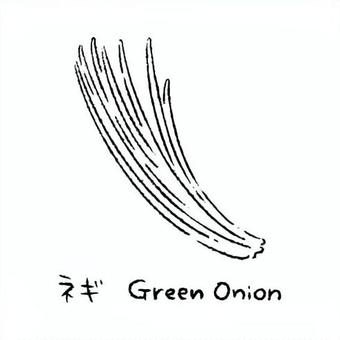 手描きのネギ2_名称入_白黒 ねぎ,葱,青ネギ,葉ネギ,やっこねぎ,野菜,アイコン,食べ物,シンプル,食材のイラスト素材