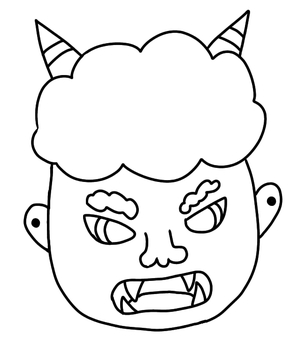 鬼のお面塗り絵 鬼のお面塗り絵 お面,鬼,節分,2月,行事,手書き,イベント,冬,塗り絵のイラスト素材