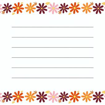 コスモスの横書き便箋 コスモス,手紙,秋,便箋,シンプル,かわいい,カラフル,素材,装飾,白背景のイラスト素材