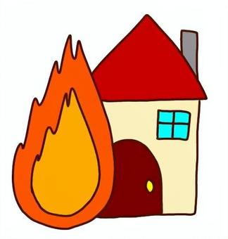 火災 火災,災害,家,火,出火,手書き,被害のイラスト素材