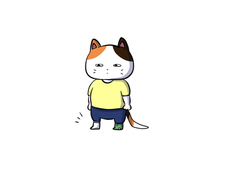左右違う靴下を履いてきてしまった猫 靴下,猫,悲しい,間違い,間違える,失敗,哀愁,手描き,履くのイラスト素材