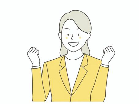 喜ぶ女性１ 若い,女性,ガッツポーズ,働く,握りこぶし,自信,笑顔,ポーズ,頑張る,喜ぶのイラスト素材