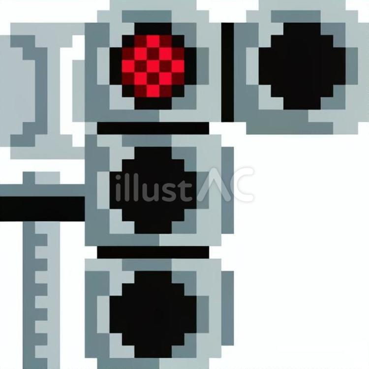 ドット絵の赤の縦型信号機です。 ドット絵,縦型,信号機のイラスト素材