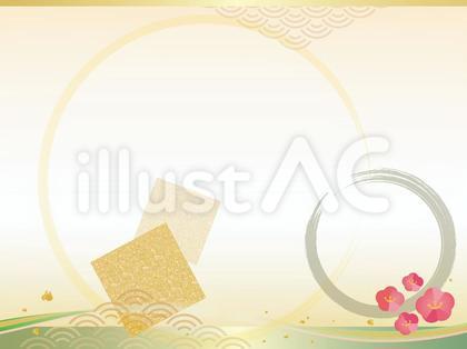 梅の花と金 和風背景素材