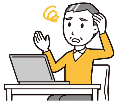 ニット中年男性(黄)-541-バスト  ニット中年男性(黄)-541-バスト パソコン,困った,おじさんのイラスト素材