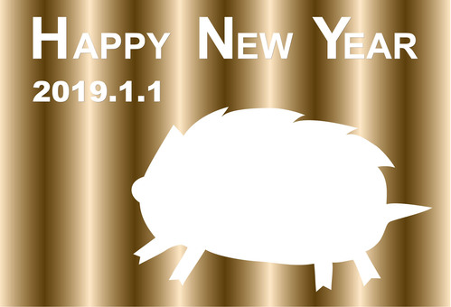 2019 New Year card (silhouette) 03, , JPG, PNG and AI