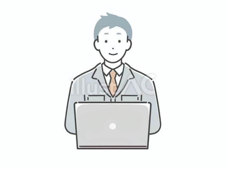 パソコンを操作する作業服の男性 男性,人物,若いのイラスト素材