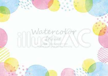 丸とドットの水彩カラフルフレーム
