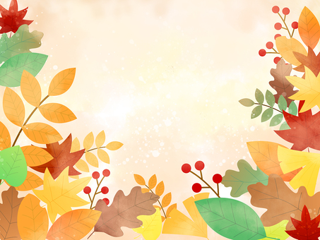 秋の背景水彩風 秋,紅葉,葉っぱ,落ち葉,枯れ葉,初秋,晩秋,9月,10月,11月のイラスト素材