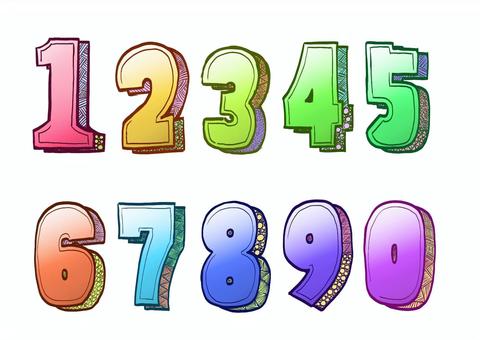 POP用数字J1 数字,デコレーション,手描き,シンプル,カラフル,立体的,popのイラスト素材