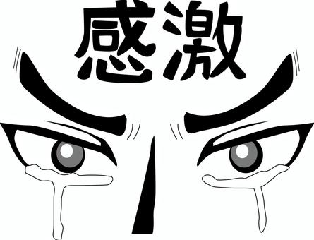 感激 感激,涙,泣く,悲しい,感情,目,瞳,眉毛,顔,漢字のイラスト素材