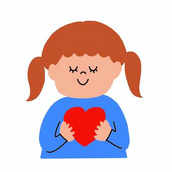 ハートを持つ女の子 ハート,かわいい,手書き,女の子,女性,ハートマーク,愛する,好き,大切,子どものイラスト素材