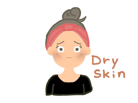 ドライスキンの女性 人,女性,顔,乾燥,カサカサ,ドライスキン,トラブル肌,敏感肌,オリジナル,イラストのイラスト素材