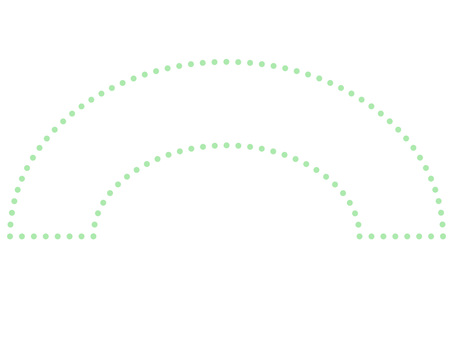 緑の点線カーブラインフレーム フレーム,カーブ,ライン,点線,ドット,横,半円,線画,緑,ポップのイラスト素材