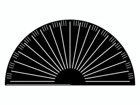 黒のシンプルな分度器アイコン 分度器,角度,測る,算数,学習,文具,勉強,製図,黒,白線のイラスト素材