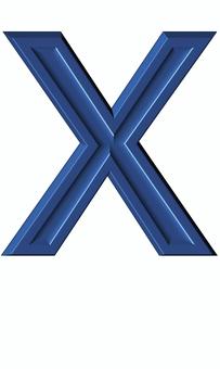 ３D加工アルファベット大文字素材青X アルファベット,大文字,立体,3d,青,メイリオ,装飾文字,フォント,デザイン,アイコンのイラスト素材