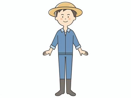 農家の男性 農家の男性 農家,農業,農業学校,生産者,畑,畑仕事,作業着,つなぎ服,田舎,農業体験のイラスト素材