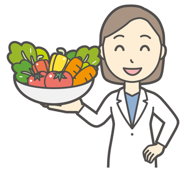 女性医師白衣-077-バスト 野菜,女医,医師,女性,白衣,スクラブ,医者,病院,医療,ドクターコートのイラスト素材