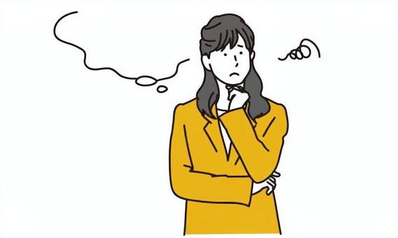 考える女性のビジネスパーソンのイラスト 考える,女性,悩む,ビジネスウーマン,トラブル,ビジネス,ベクター,困る,人物,上半身のイラスト素材
